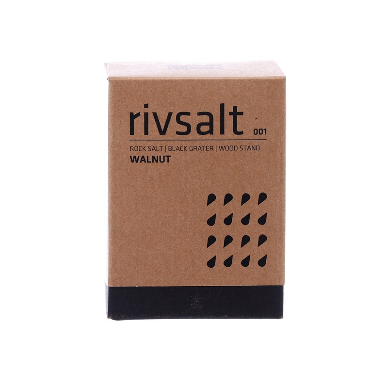 RIVSALT Rock Salt with Grater & Wood Stand - Walnut Wood  (35g)