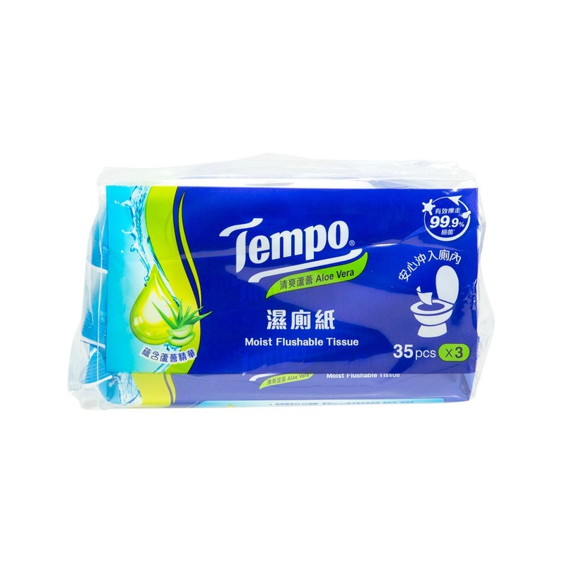 TEMPO Moist Flushable Tissue (Aloe Vera)  (3 x 35pcs)