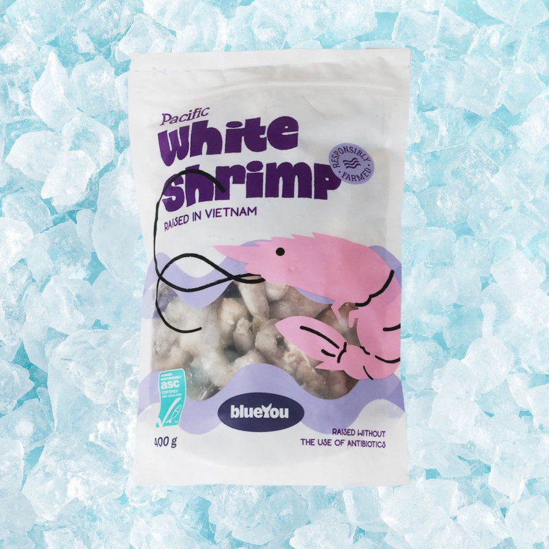 BLUEYOU Vietnamese Frozen Pacific White Shrimp 51/60 (Tail Off) - ASC  (400g)