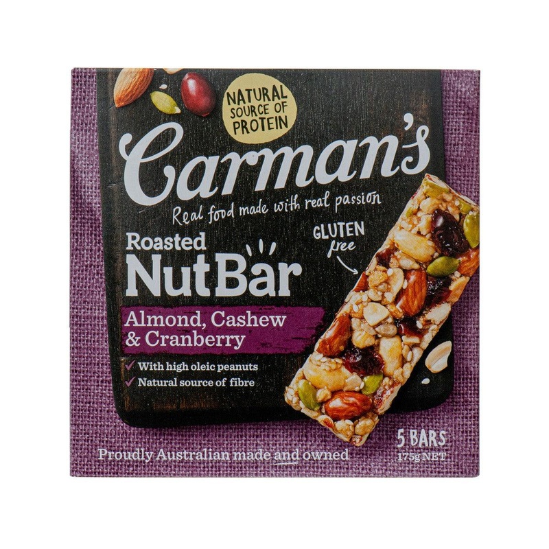 CARMAN'S Almond, Cashew & Cranberry Roasted Nut Bar  (175g)