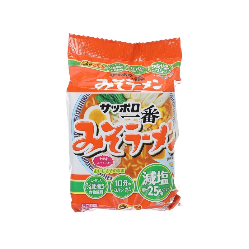 SANYOFOODS Sapporo Ichiban Miso Instant Ramen Noodle - Less Salt  (303g)
