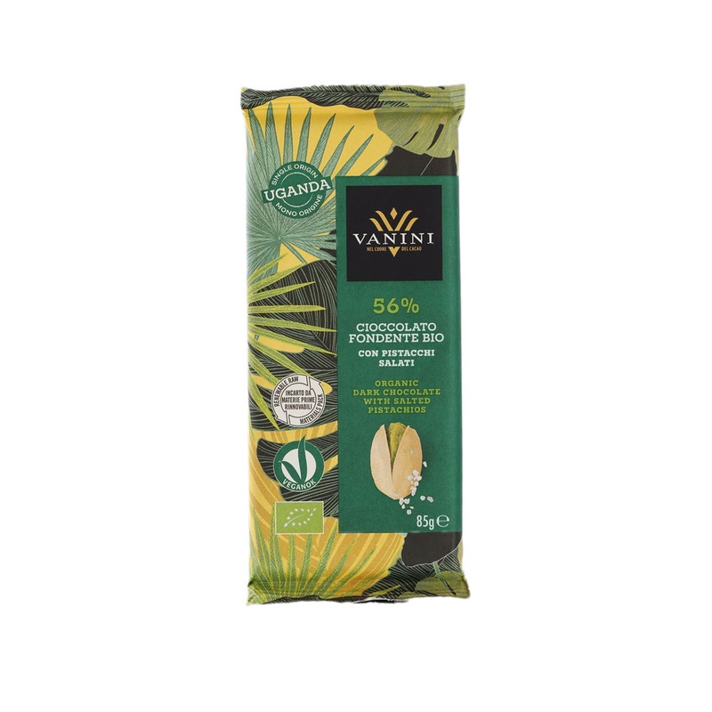 VANINI Organic Uganda Dark Chocolate with Salted Pistachio  (85g)