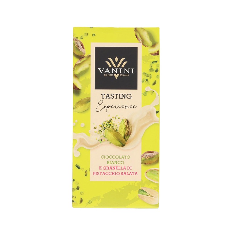 VANINI White Chocolate with Chopped Salted Pistachio Nuts Bar  (75g)