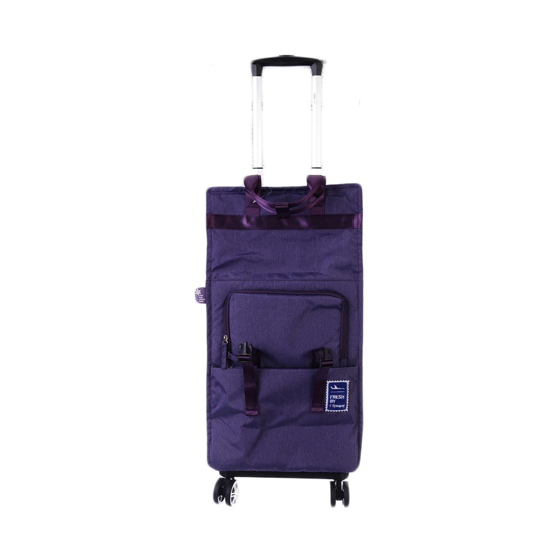 CITYSUPER 4 Wheels Fold-Up Expandable Trolley With Strap S-RPET Purple