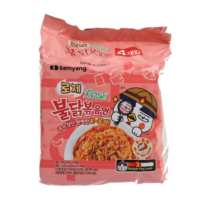 SAMYANG Ros Cream Hot Spicy Chicken Noodle  (4 x 140g)