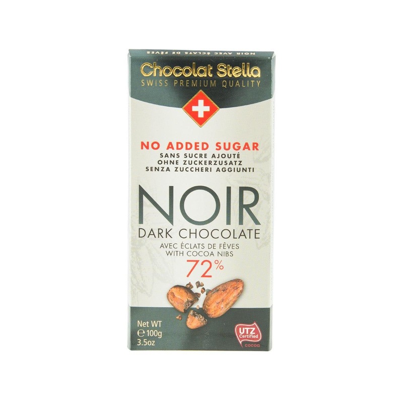 STELLA No Added Sugar 72% Dark Chocolate with Cocoa Nibs  (100g)