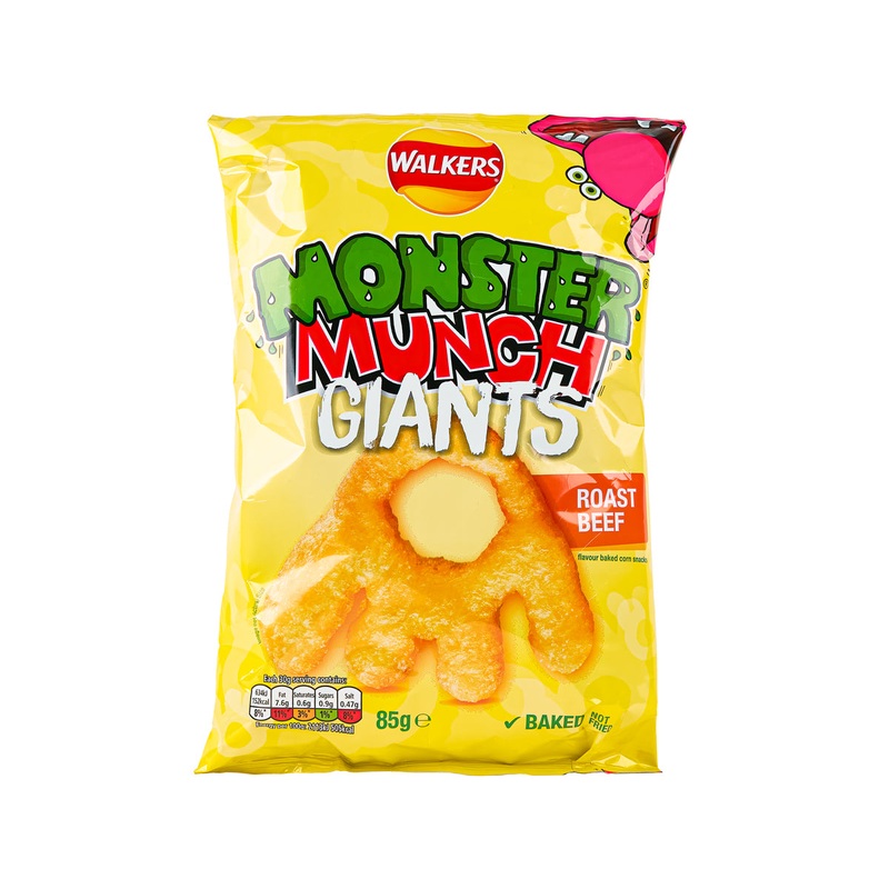 WALKERS Monster Munch Giants Baked Corn Snacks - Roast Beef Flavour  (85g)