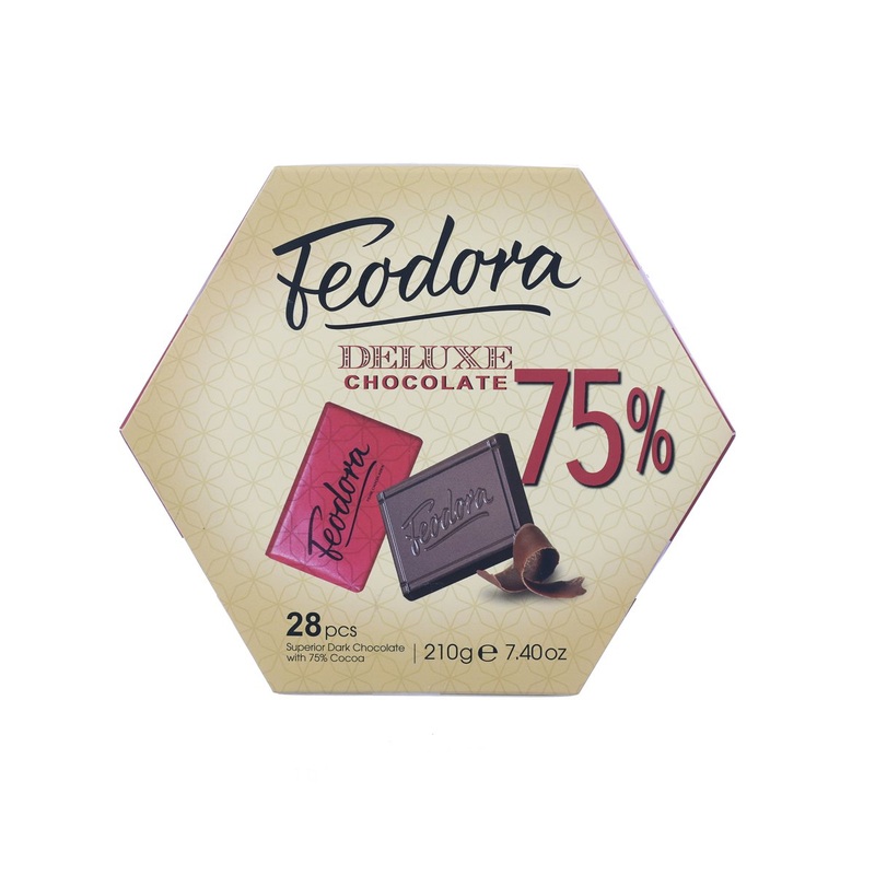 FEODORA Superior Dark Chocolate with 75% Cocoa Gift Box  (210g)