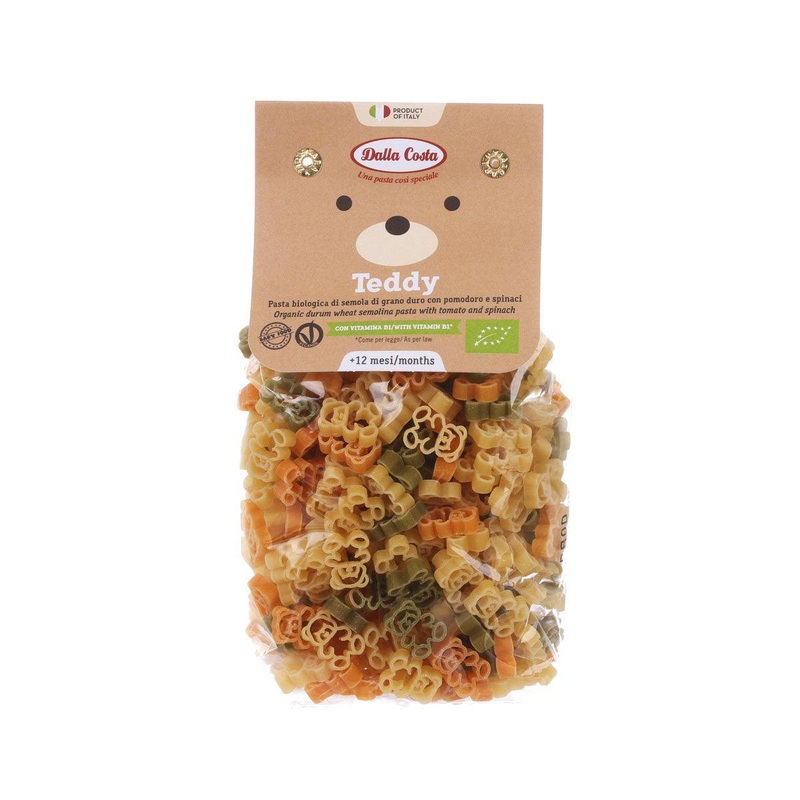 DALLA COSTA Organic Durum Wheat Semolina Pasta with Tomato and Spinach - Teddy  (200g)