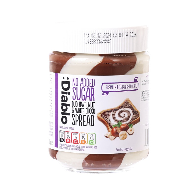DIABLO No Added Sugar Duo Hazelnut and White Choco Spread  (350g)