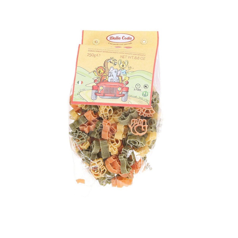 DALLA COSTA Zoo Pasta with Tomato & Spinach  (250g)