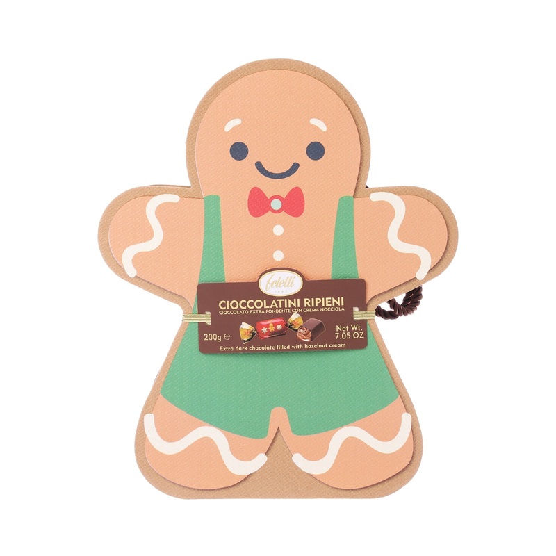 FELETTI Gingerbread Gift Box with Hazelnut Cream Filled Dark Chocolates  (200g)