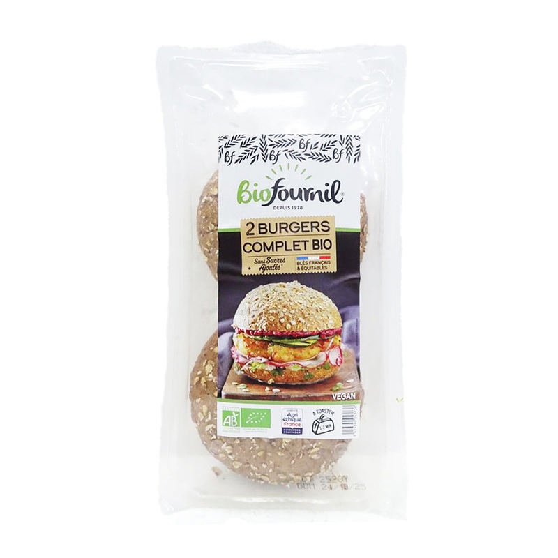 BIOFOURNIL Organic Wholemeal Burger Bun (No Added Sugar) (150g)