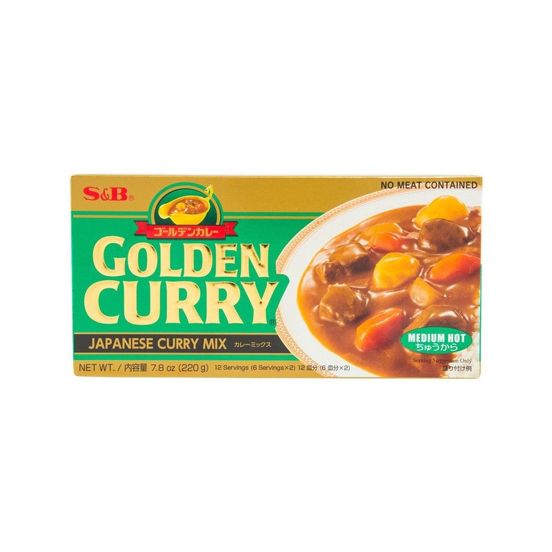 S&B Golden Curry Sauce Mix - Medium Hot [Eng]  (220g)