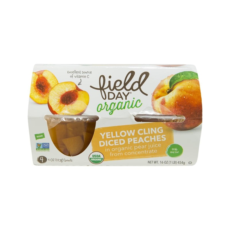 FIELD DAY Organic Yellow Cling Diced Peach in Pear Juice  (4 x 113g)