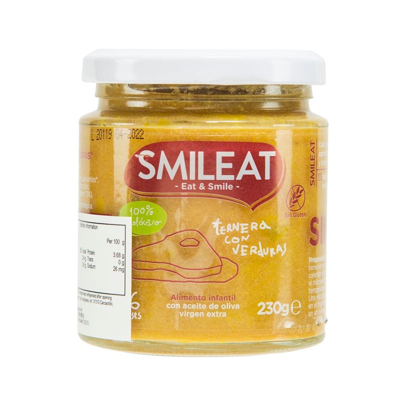 SMILEAT Organic Baby Food - Vegetables & Veal  (230g)