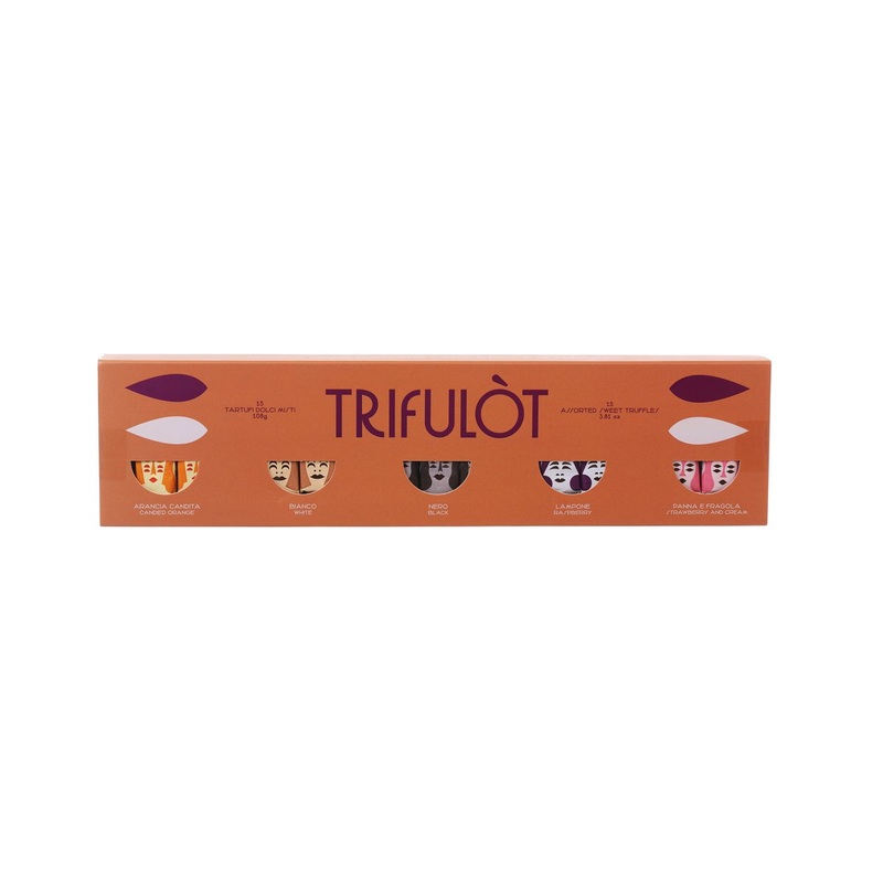 TRIFULT Assorted Pralines 5 Flavours - Black, White, Candied Orange, Strawberry & Cream, Raspberry  (108g)