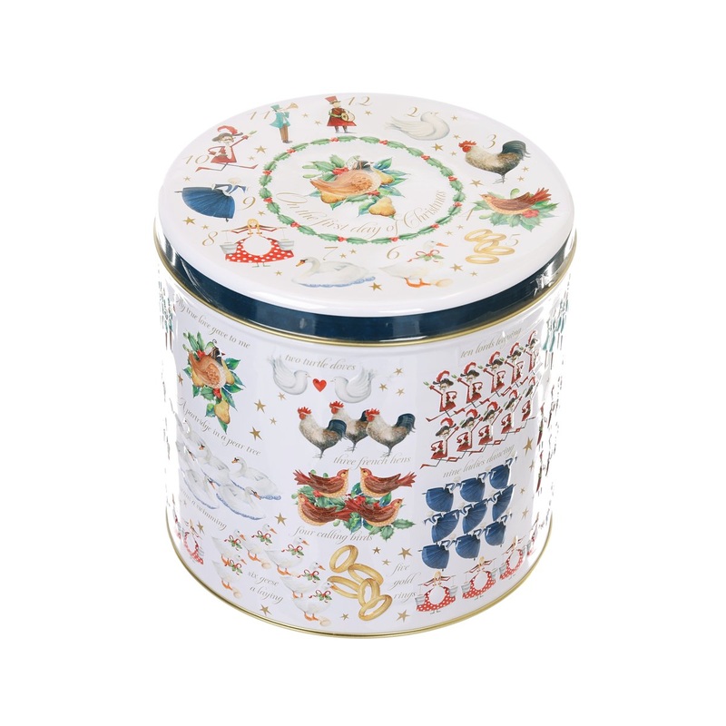 FARM HOUSE Assorted Biscuits in Embossed 12 Days of Xmas Barrel Tin  (450g)