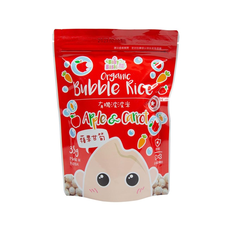 BABY BASIC Organic Bubble Rice - Apple & Carrot [Below 36 Months]  (38g)
