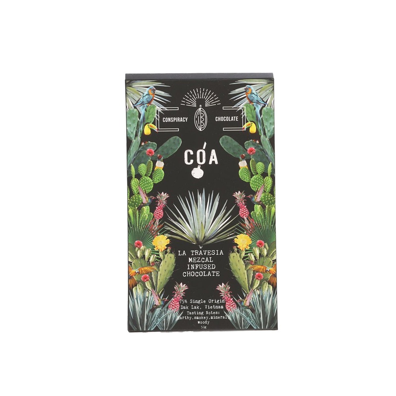 CONSPIRACY CHOCOLATE Single Origin 75% Dark Chocolate Bar - La Travesia Mezcal Infused  (50g)